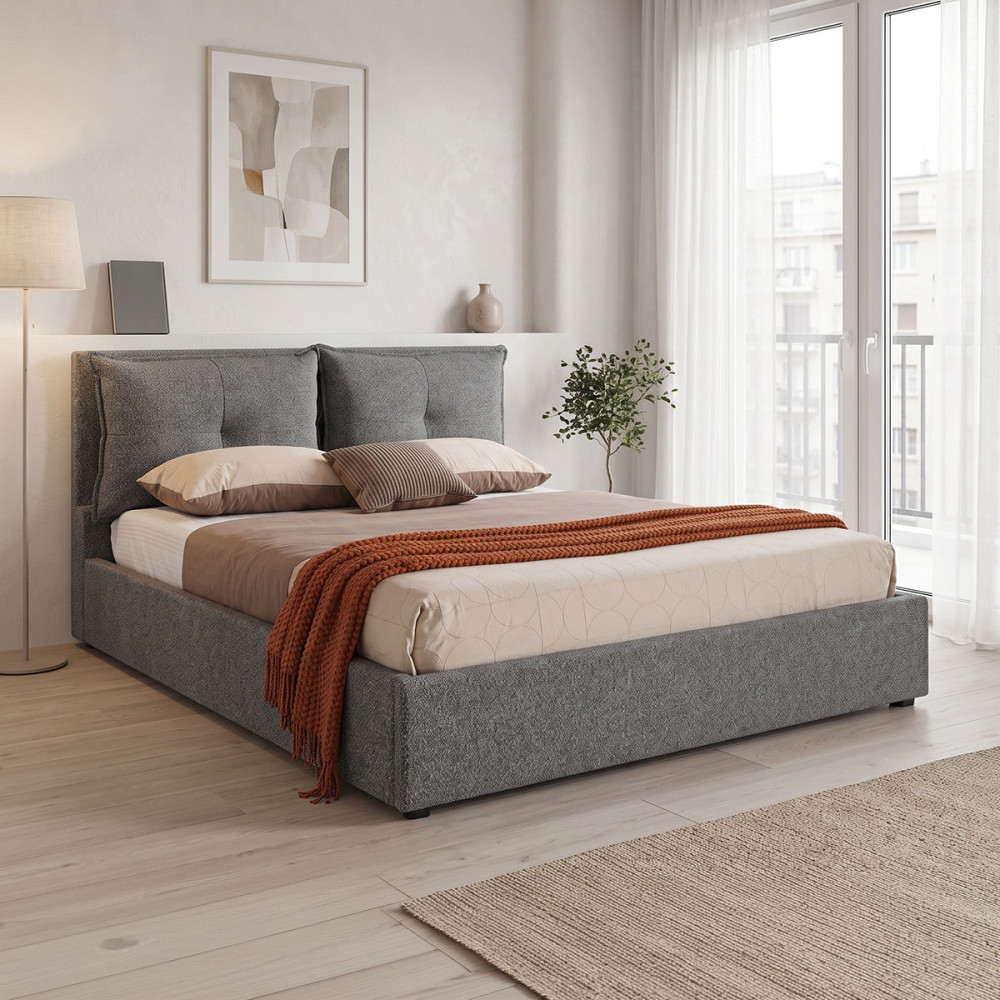 Krevat dopio Dorma pakoworld me hapësirë magazinimi, pëlhurë antracit 160x200cm
