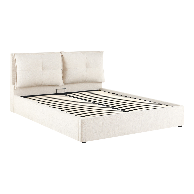 Krevat dopio Dorma pakoworld me hapësirë ruajtjeje me pëlhurë ekru 160x200cm