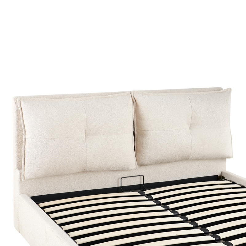 Krevat dopio Dorma pakoworld me hapësirë ruajtjeje me pëlhurë ekru 160x200cm