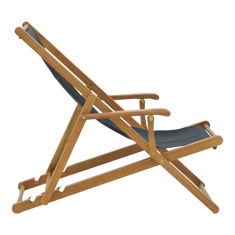 Chaise longue Xurian pakoworld dru akacie natyral-pëlhurë pvc e zezë
