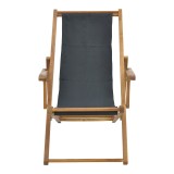 Chaise longue Xurian pakoworld dru akacie natyral-pëlhurë pvc e zezë