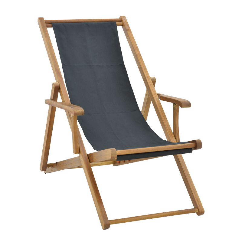 Chaise longue Xurian pakoworld dru akacie natyral-pëlhurë pvc e zezë