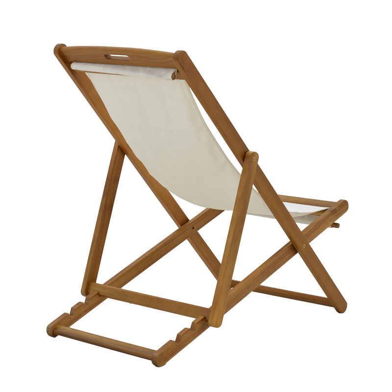 Chaise longue Franclow pakoworld dru akacie natyral-pëlhurë PVC e bardhë
