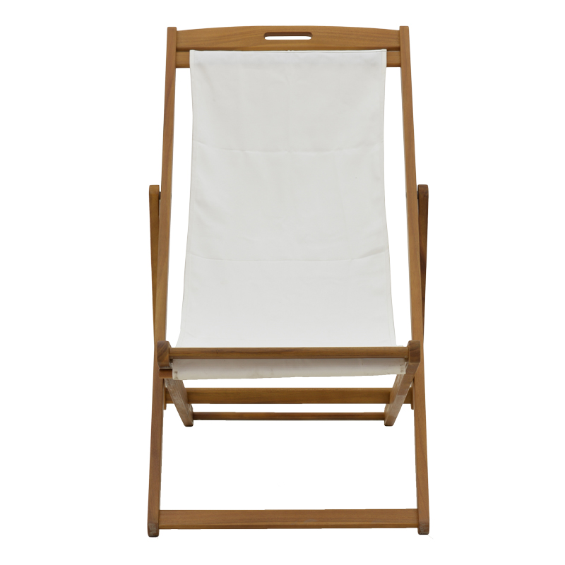 Chaise longue Franclow pakoworld dru akacie natyral-pëlhurë PVC e bardhë