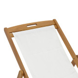 Chaise longue Franclow pakoworld dru akacie natyral-pëlhurë PVC e bardhë