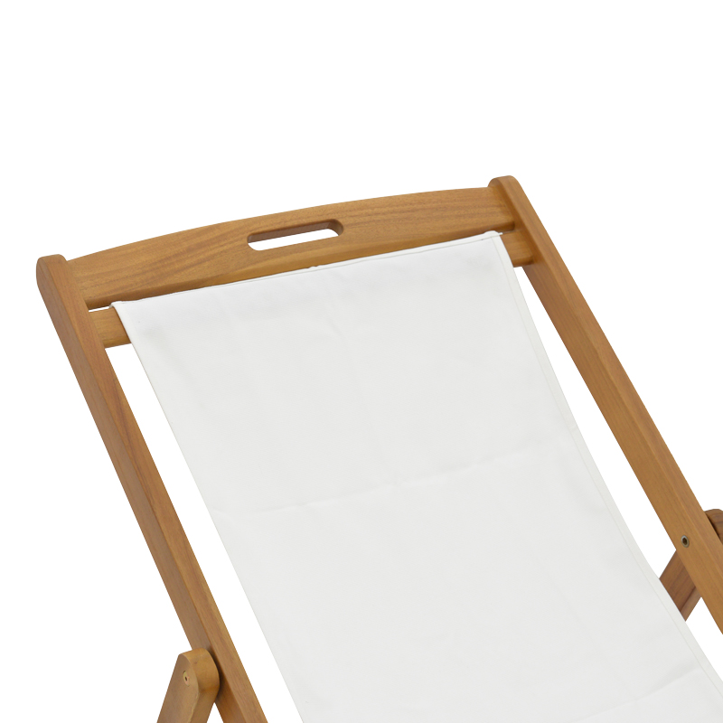 Chaise longue Franclow pakoworld dru akacie natyral-pëlhurë PVC e bardhë