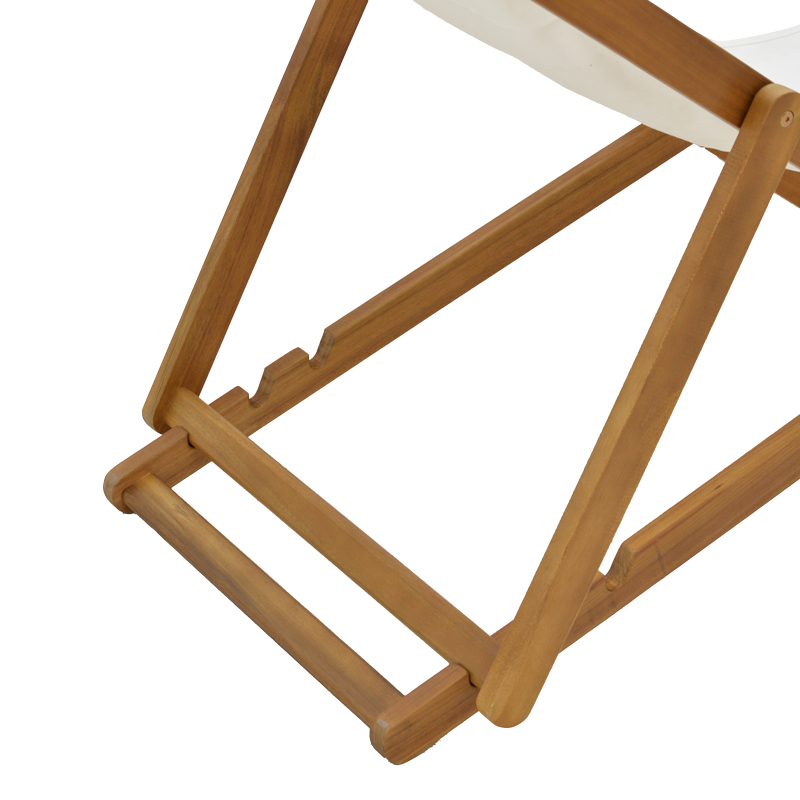 Chaise longue Franclow pakoworld dru akacie natyral-pëlhurë PVC e bardhë
