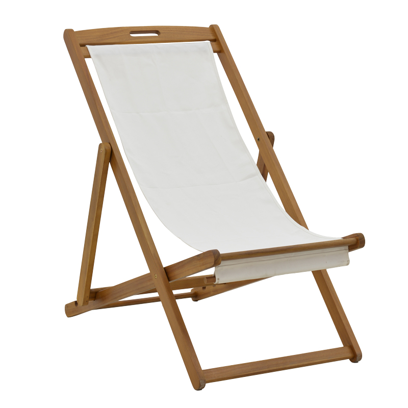Chaise longue Franclow pakoworld dru akacie natyral-pëlhurë PVC e bardhë