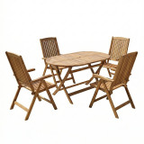 Set tavoline ngrënieje Zerco-Falov pakoworld me 5 copë dru masiv akacie natyral 130x80x72cm