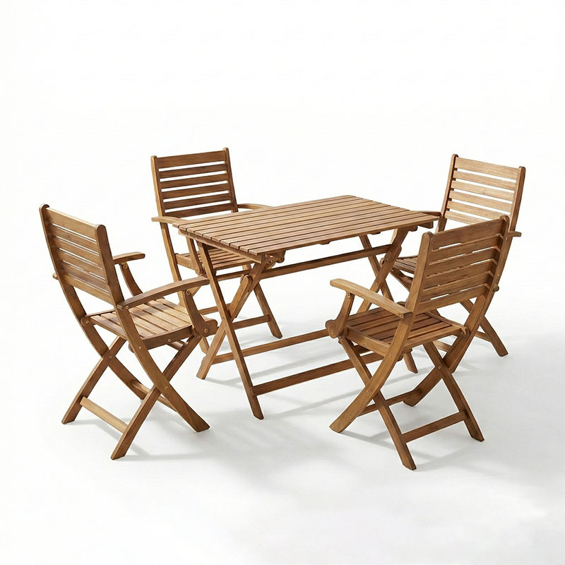 Set tavoline ngrënieje Gorbo-Jaybo pakoworld prej 5 copësh palosëse dru akacieje masiv natyral 100x65x72cm