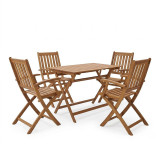 Set tavoline ngrënieje Mobie-Jaybo pakoworld prej 5 copësh palosëse dru akacieje masiv natyral 100x65x72cm