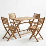 Set tavoline ngrënieje Fatel-Jaybo pakoworld prej 5 copësh palosëse dru akacieje masiv natyral 100x65x72cm