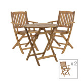 Tavolinë ngrënieje Recofly-Carpuva pakoworld set me 3 pjesë, palosëse, dru akacie natyral i fortë D70x74cm