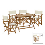 Dhomë ngrënieje Bistrual-Jaybo pakoworld set prej 5 druri akacieje të ngurtë natyral të palosshëm 100x65x72cm