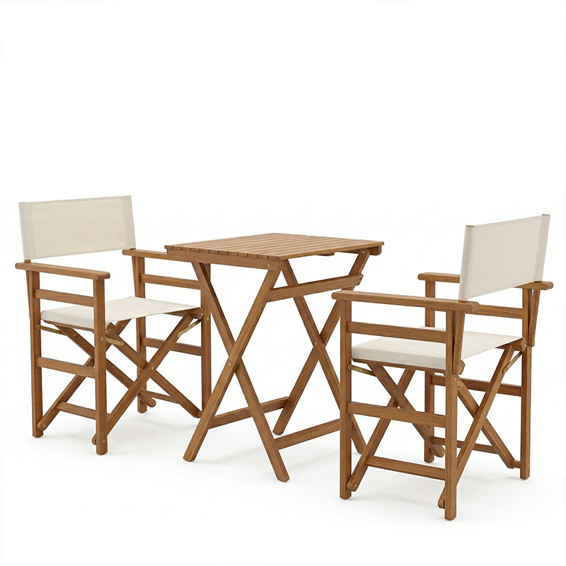 Set ngrënieje Bistrual-Lazio pakoworld me 3 pjesë, palosëse, dru akacie natyral i fortë 50x50x70cm
