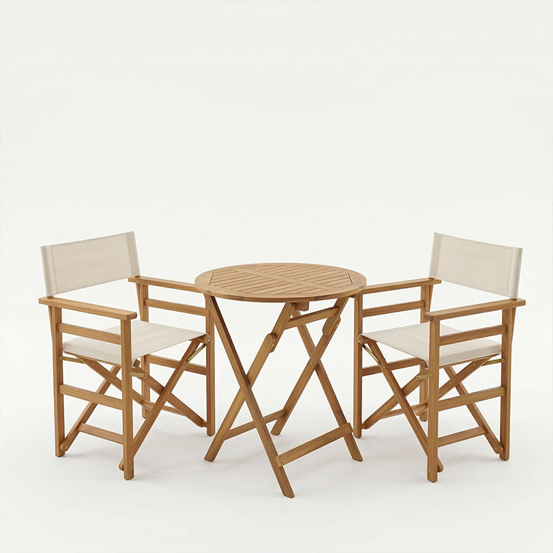 Set ngrënieje Bistrual-Carpuva pakoworld me 3 pjesë, palosëse, dru akacie natyral i fortë D70x74cm
