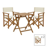 Set ngrënieje Bistrual-Perdu pakoworld me 3 pjesë, palosëse, dru akacie natyral i fortë 60x60x72cm
