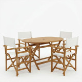 Dhomë ngrënieje Bistrual-Falov pakoworld set prej 5 druri akacieje të ngurtë natyral të palosshëm 130x80x72cm