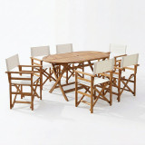 Dhomë ngrënieje Bistrual-Falov pakoworld set prej 7 druri akacieje të ngurtë natyral të palosshëm 130x80x72cm