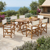 Dhomë ngrënieje Bistrual-Falov pakoworld set prej 7 druri akacieje të ngurtë natyral të palosshëm 130x80x72cm