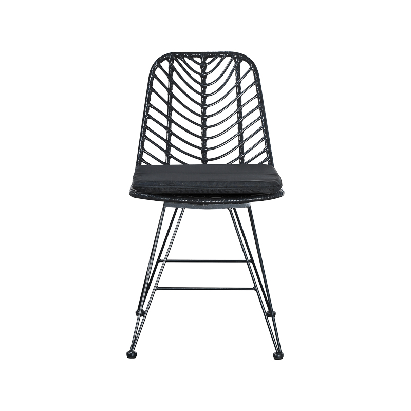 Karrige kopshti Naoki pakoworld me jastëk pe e zezë-metal këmbë e zezë 44x58x82cm