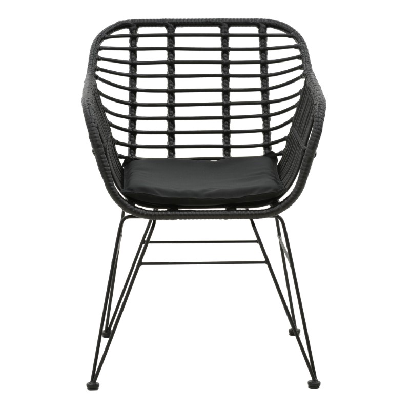 Fotel Naoki pakoworld me jastëk pe i zi-metal këmbë e zezë 55x58x79cm