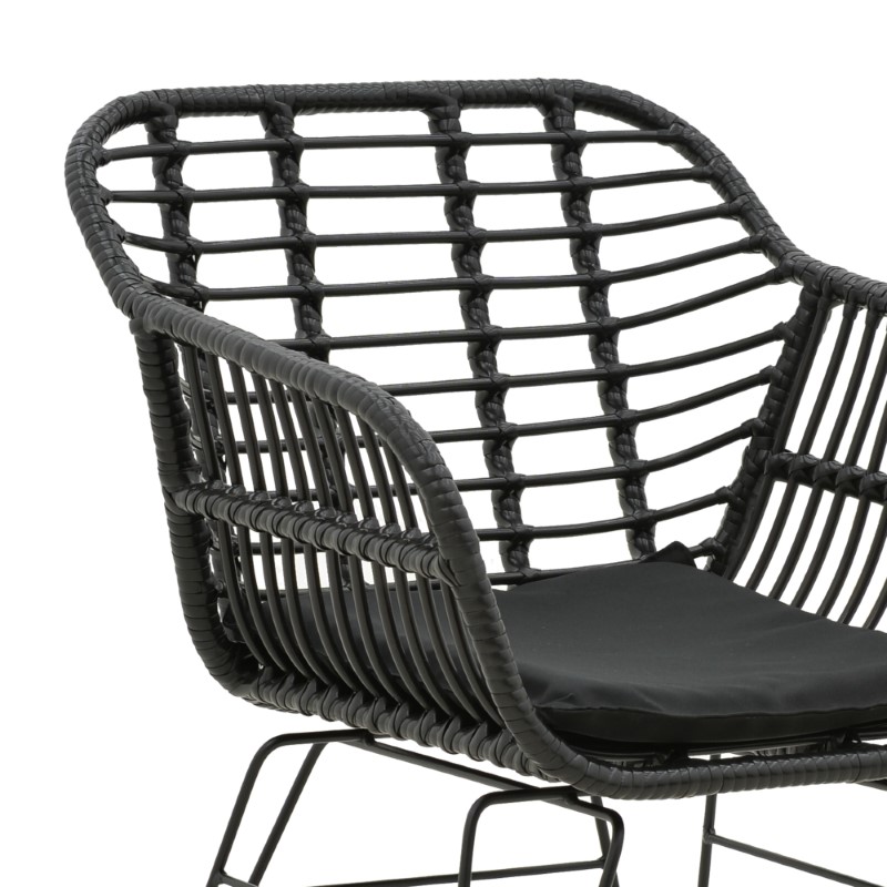 Fotel Naoki pakoworld me jastëk pe i zi-metal këmbë e zezë 55x58x79cm