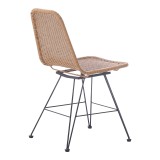 Karrige Pamela pakoworld pe rattan në nuancë natyrale dhe këmbë metalike të zeza 44x58x82cm