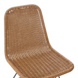 Karrige Pamela pakoworld pe rattan në nuancë natyrale dhe këmbë metalike të zeza 44x58x82cm