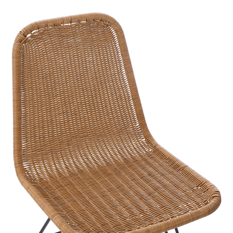 Karrige Pamela pakoworld pe rattan në nuancë natyrale dhe këmbë metalike të zeza 44x58x82cm