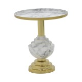 Tavolinë anësore Cogent Inart mermer gri-metal ari D41x44cm