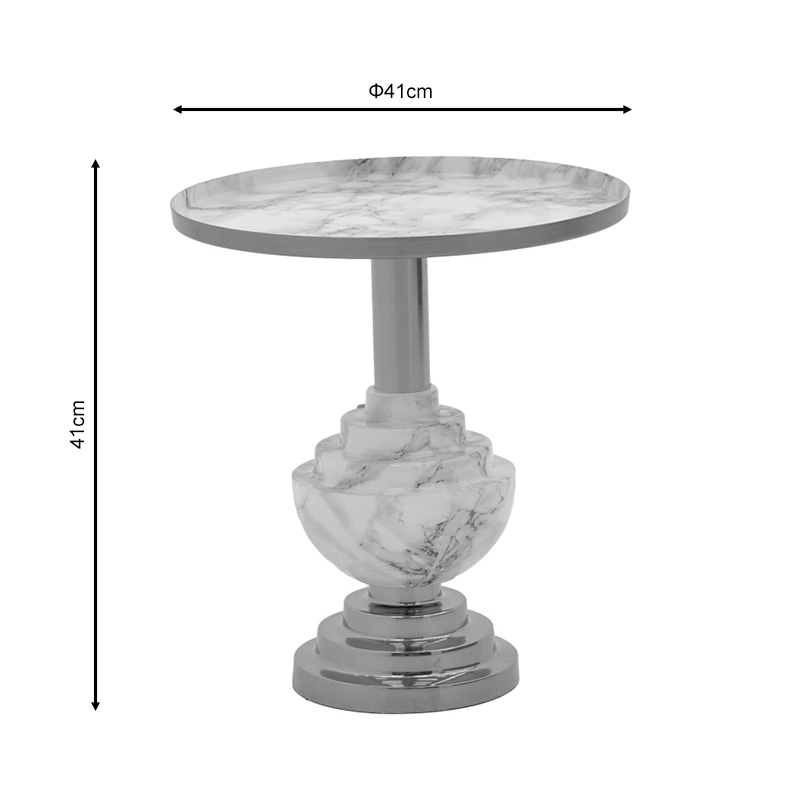 Tavolinë anësore Cogent Inart mermer gri-metal ari D41x44cm