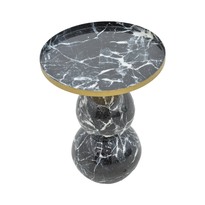 Tavolinë anësore Dearest Inart mermer i zi-metal i artë D41x57cm