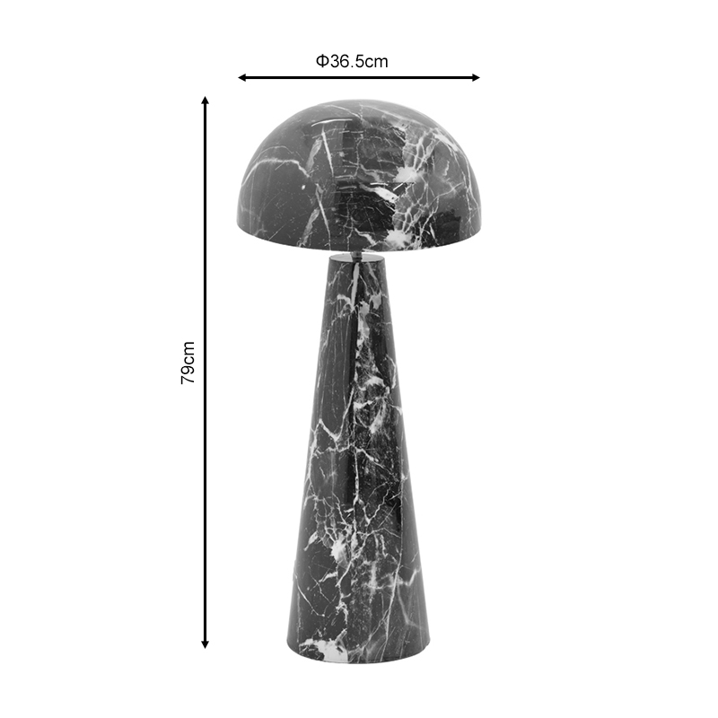 Llambë dyshemeje Flozer Inart E27 mermer i zi metal D36.5x79cm