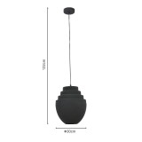 Llamba tavani Kelsy Inart E27 metal i zi D30x122cm