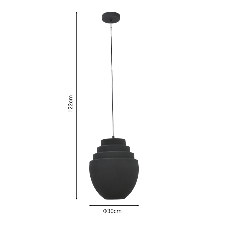 Llamba tavani Kelsy Inart E27 metal i zi D30x122cm