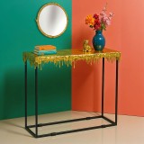 Tavolinë konsolle Bulco Inart metal ari-zi 80.5x28x72cm