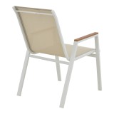 Fotel alumini Azelie pakoworld në nuancë tekstileni bezhë dhe këmbë të bardhë 56x75x88cm