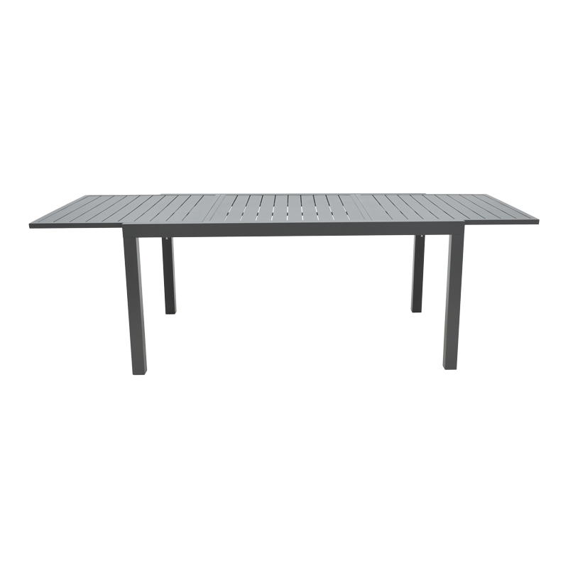 Tavolinë zgjatuese Lafla pakoworld alumini gri e errët 160-240x90x75cm
