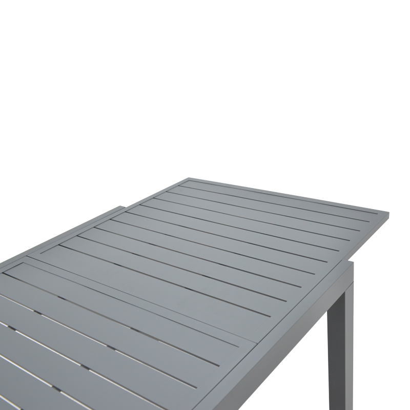 Tavolinë zgjatuese Lafla pakoworld alumini gri e errët 160-240x90x75cm