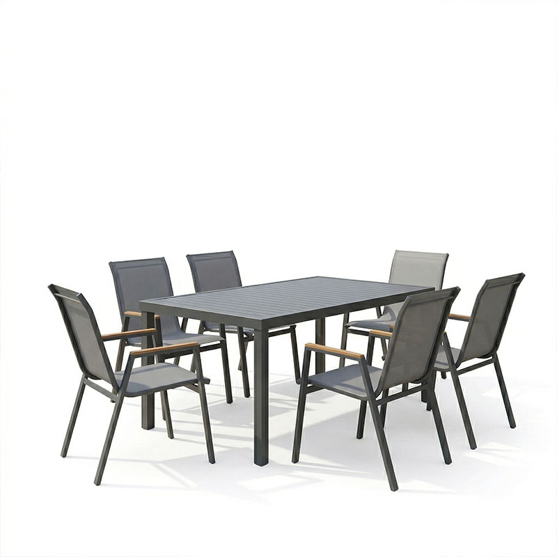 Set ngrënie Azelie-Kliton pakoworld set me 7 pëlhurë anthracite-alumin anthracite 150x80x74cm