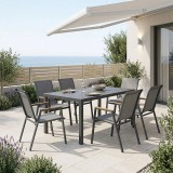 Set ngrënie Azelie-Kliton pakoworld set me 7 pëlhurë anthracite-alumin anthracite 150x80x74cm