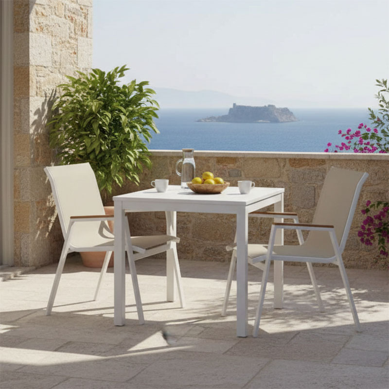 Set ngrënieje Azelie-Kliton I pakoworld set prej 5 pëlhurë gri-alumini i bardhë 80x80x74cm