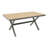 Set tavoline ngrënieje Thorio-Azelie 7 pakoworld alumini antracit dhe kompensatë në nuancë natyrale 160x90x75cm