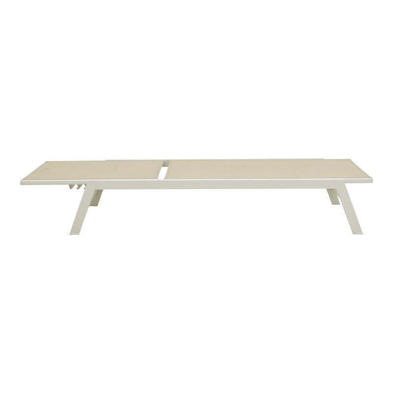 Shezlong Boka pakoworld alumini i bardhë dhe tekstil në nuancë bezhë 60x192x31cm