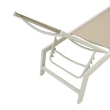 Shezlong Boka pakoworld alumini i bardhë dhe tekstil në nuancë bezhë 60x192x31cm