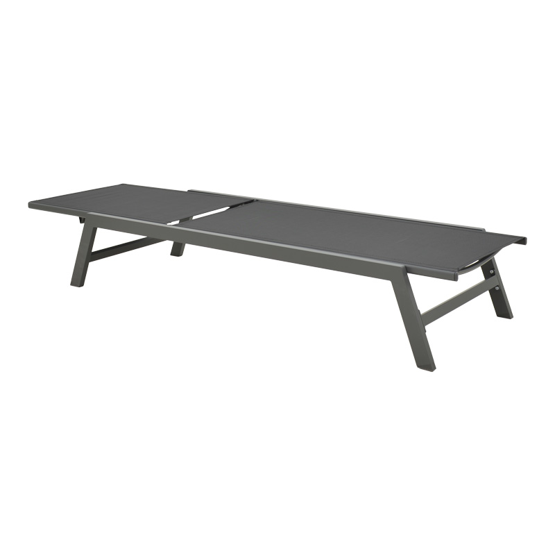 Shezlong Boka pakoworld alumini gri e errët dhe tekstil në nuancë të zezë 60x192x31cm