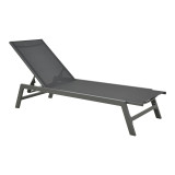 Shezlong Boka pakoworld alumini gri e errët dhe tekstil në nuancë të zezë 60x192x31cm