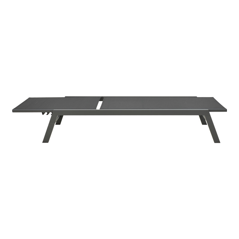 Shezlong Boka pakoworld alumini gri e errët dhe tekstil në nuancë të zezë 60x192x31cm