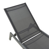 Shezlong Boka pakoworld alumini gri e errët dhe tekstil në nuancë të zezë 60x192x31cm